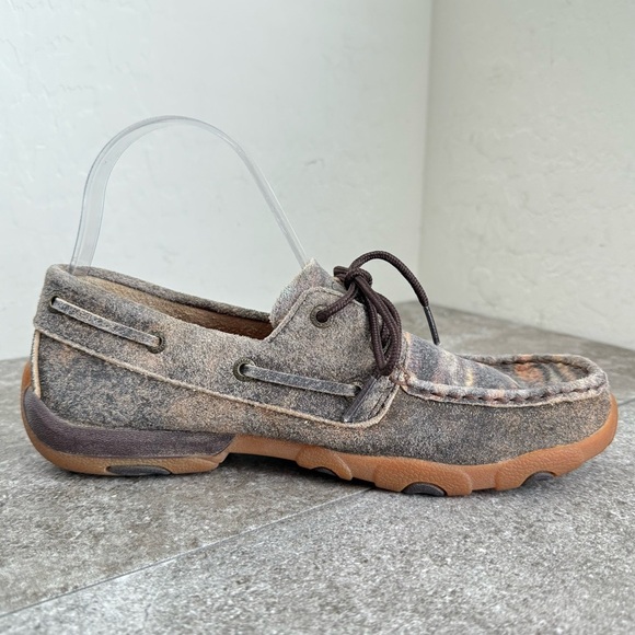 Twisted X Driving Moc Tiger Pattern Distressed Brown Leather Moc Women’s 8M - Picture 2 of 10